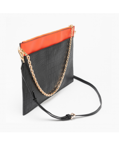 ALV by ALVIERO MARTINI Maxi Pochette Maddalena Donna Nero Arancio ALVB9902-2034