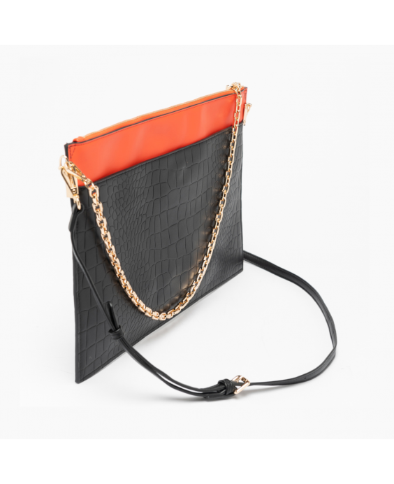 ALV by ALVIERO MARTINI Maxi Pochette Maddalena Donna Nero Arancio ALVB9902-2034