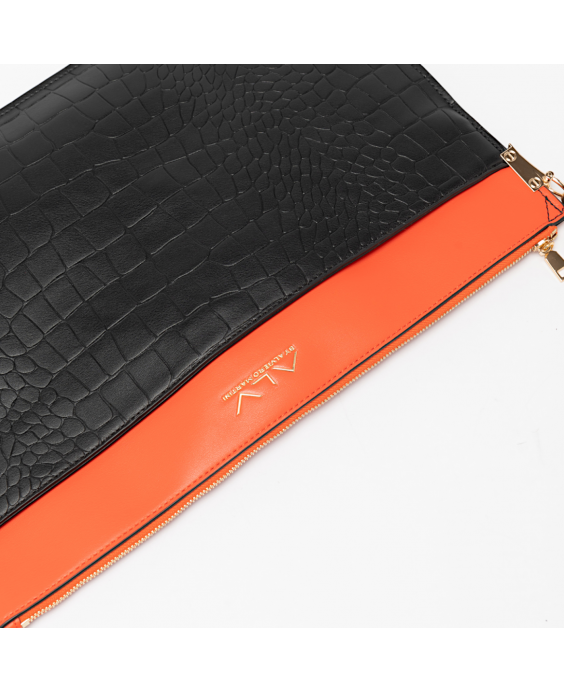 ALV by ALVIERO MARTINI Maxi Pochette Maddalena Donna Nero Arancio ALVB9902-2034