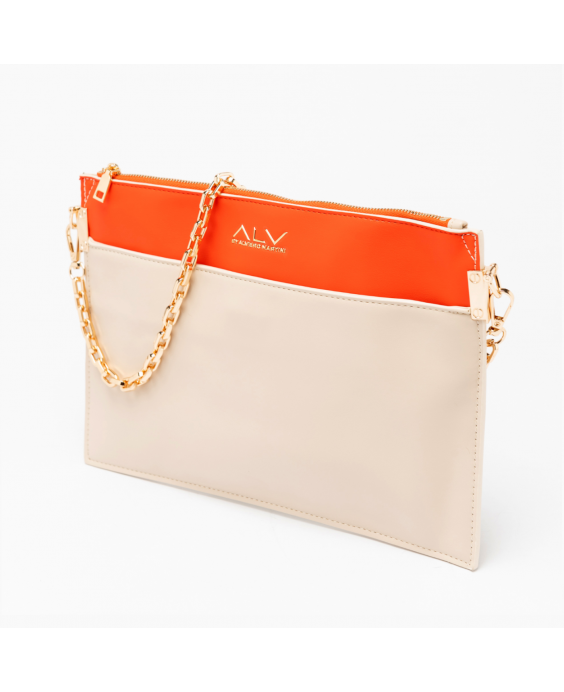 ALV by ALVIERO MARTINI Pochette Maddalena Donna Avorio Arancio ALVB9903 - 2036