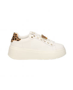 GOLD&GOLD Sneakers platform Donna Bianco Leopardo GB867