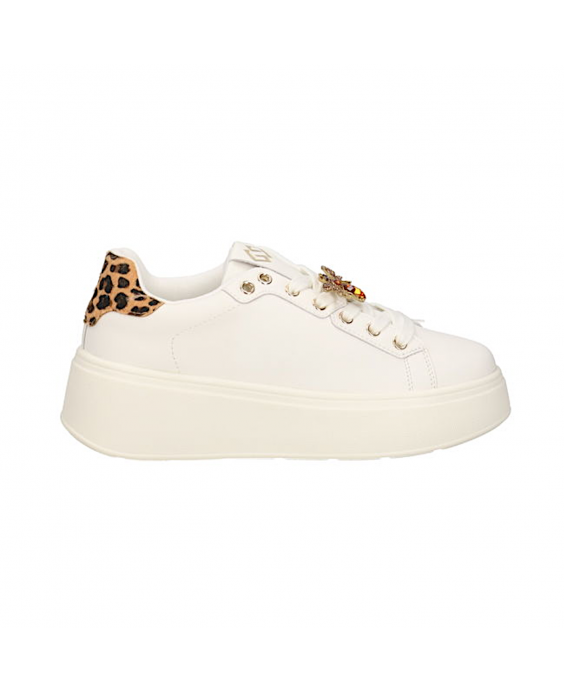 GOLD&GOLD Sneakers platform Donna Bianco Leopardo GB867