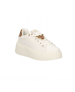 GOLD&GOLD Sneakers platform Donna Bianco Leopardo GB867