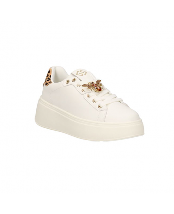 GOLD&GOLD Sneakers platform Donna Bianco Leopardo GB867