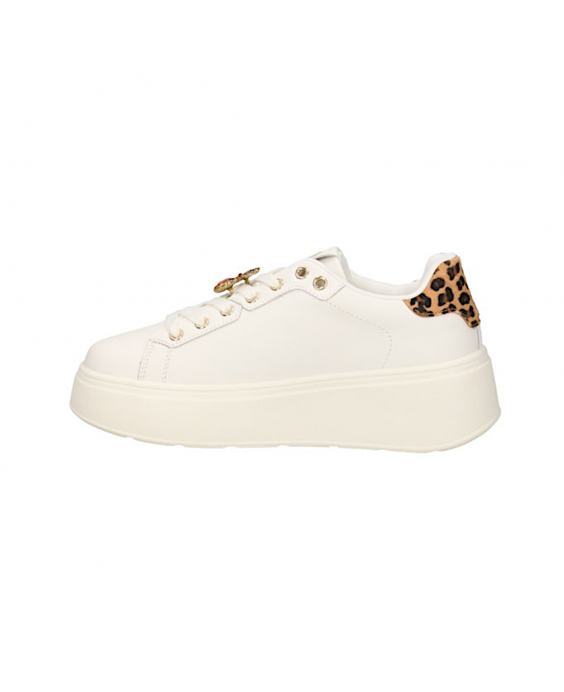 GOLD&GOLD Sneakers platform Donna Bianco Leopardo GB867