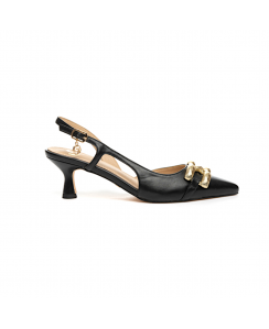 GOLD&GOLD Décolleté Slingback con accessorio Donna Nero A24GD06NE