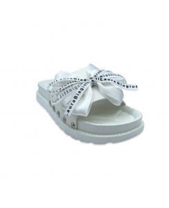 LAURA BIAGIOTTI Ciabatta con fiocco Donna Bianco 7697_WHITE-MATT