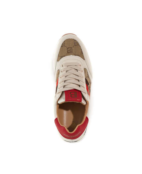 LAURA BIAGIOTTI Sneakers Donna Beige Rosso 8007