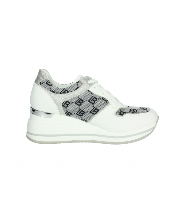 LAURA BIAGIOTTI Sneakers con zeppa Donna Bianco Blu navy 8427