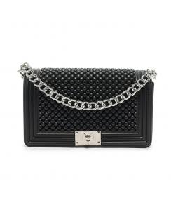 MARC ELLIS Borsa a tracolla Flat M Ball Donna Nero Argento satinato FLAT M BALL_BLACK-BRUSH SILVER