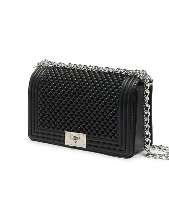 MARC ELLIS Borsa a tracolla Flat M Ball Donna Nero Argento satinato FLAT M BALL_BLACK-BRUSH SILVER