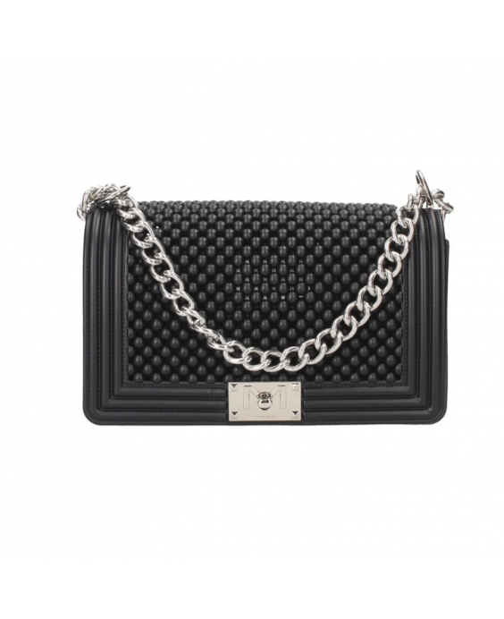 MARC ELLIS Borsa a tracolla Flat M Ball Donna Nero Argento lucido FLAT M BALL_BLACK-SILVER