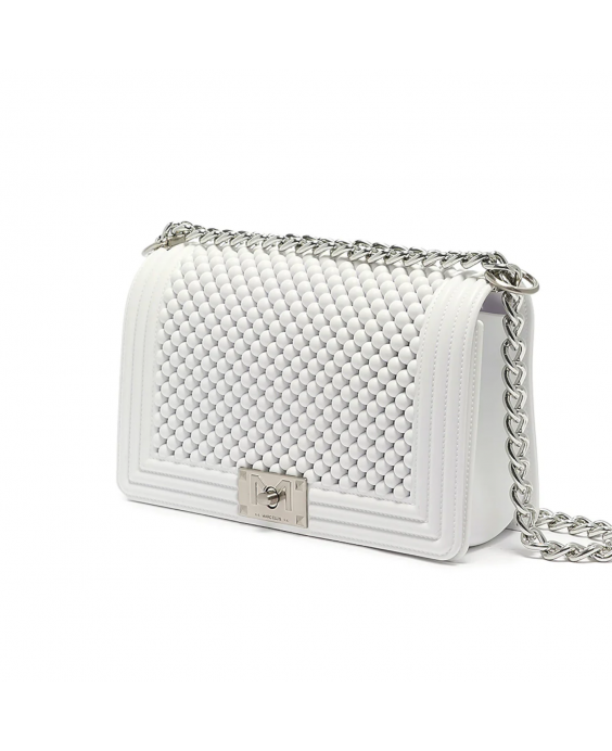 MARC ELLIS Borsa a tracolla Flat M Ball Donna Bianco Argento satinato FLAT M BALL_OFF BLANC-BRUSH SILVER