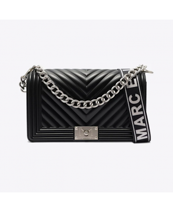 MARC ELLIS Borsa a mano Flat M Donna Nero Argento opaco FLAT M_BLACK-OFF SILVER