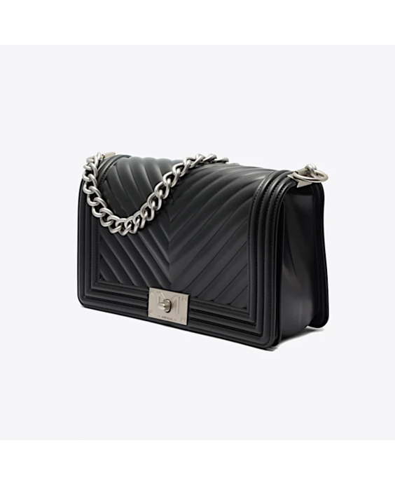 MARC ELLIS Borsa a mano Flat M Donna Nero Argento opaco FLAT M_BLACK-OFF SILVER