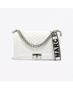 MARC ELLIS Borsa a mano Flat M Donna Bianco Argento lucido FLAT M_WHITE-SILVER