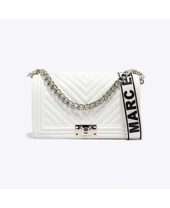 MARC ELLIS Borsa a mano Flat M Donna Bianco Argento lucido FLAT M_WHITE-SILVER