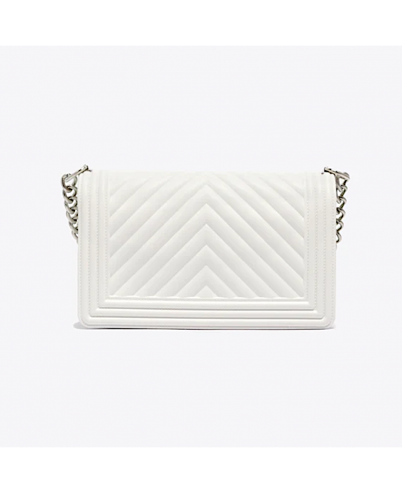 MARC ELLIS Borsa a mano Flat M Donna Bianco Argento lucido FLAT M_WHITE-SILVER