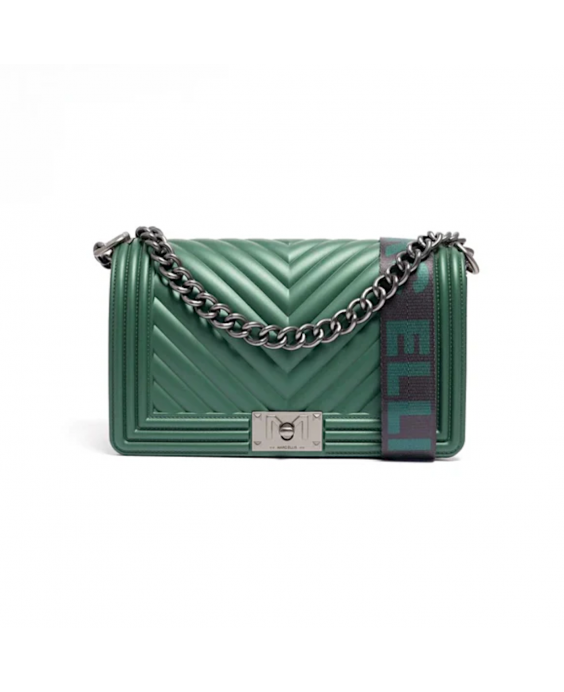 MARC ELLIS Borsa a mano Flat M Donna Verde foresta Argento satinato FLAT M_24-FOREST GREEN-SATIN CDF