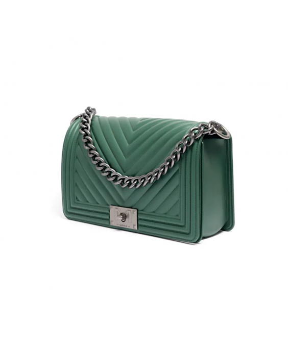 MARC ELLIS Borsa a mano Flat M Donna Verde foresta Argento satinato FLAT M_24-FOREST GREEN-SATIN CDF