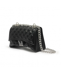 MARC ELLIS Borsa a tracolla Flat Rhombus M Donna Nero Argento FLAT RHOMBUS M_BLACK-SILVER