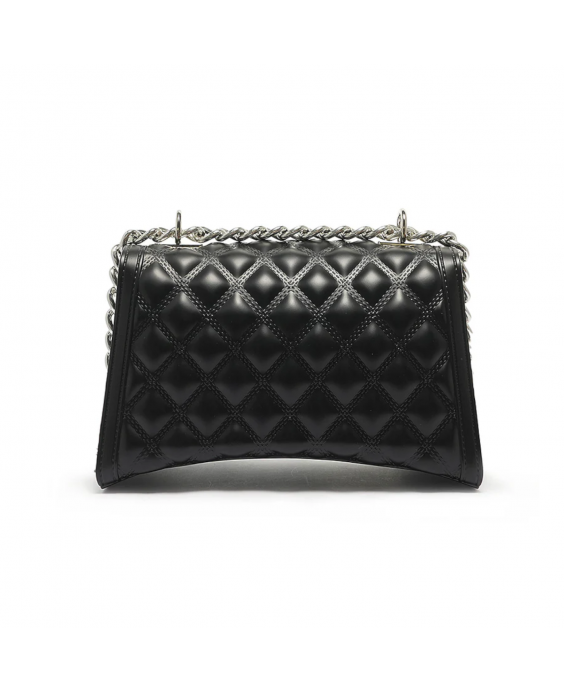 MARC ELLIS Borsa a tracolla Flat Rhombus M Donna Nero Argento FLAT RHOMBUS M_BLACK-SILVER