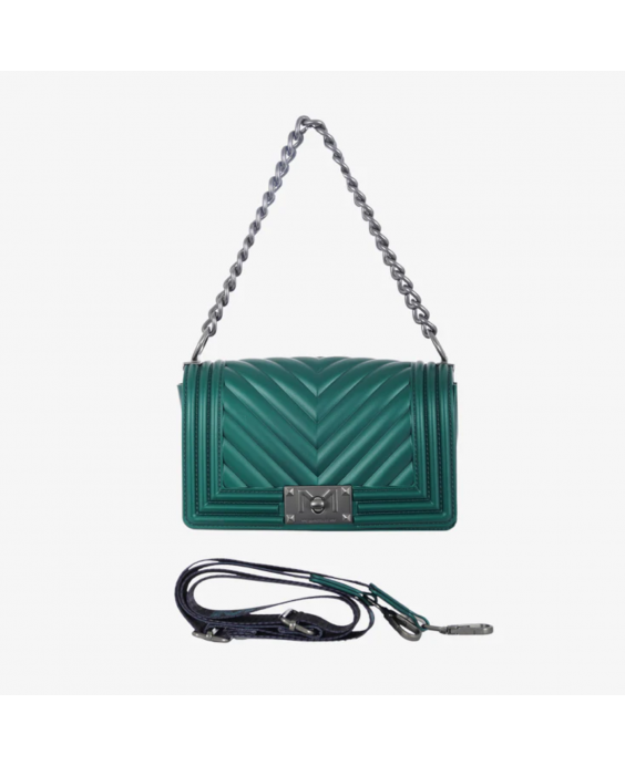 MARC ELLIS Borsa a mano Flat S Donna Verde foresta Argento satinato FLAT S_24-FOREST GREEN-SATIN CDF