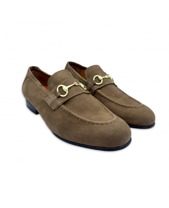 PAT CALVIN Mocassino con decorazione in metallo Uomo Tortora 2005 GOAT SUEDE_TAUPE