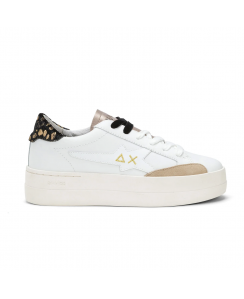 SUN68 Sneakers Big Katy Leather Donna Bianco Oro Z44223 - 0143