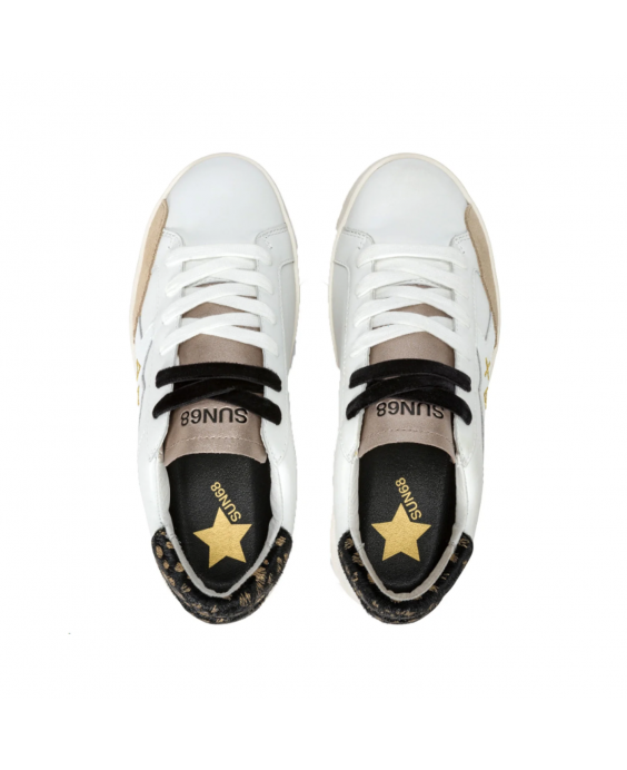 SUN68 Sneakers Big Katy Leather Donna Bianco Oro Z44223 - 0143