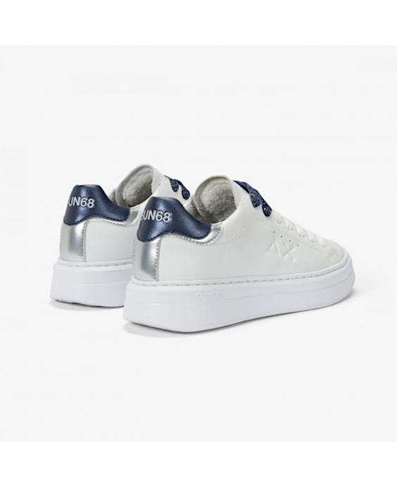 SUN68 Sneakers Grace Leather Donna Bianco Blu navy Z44225 - 0107